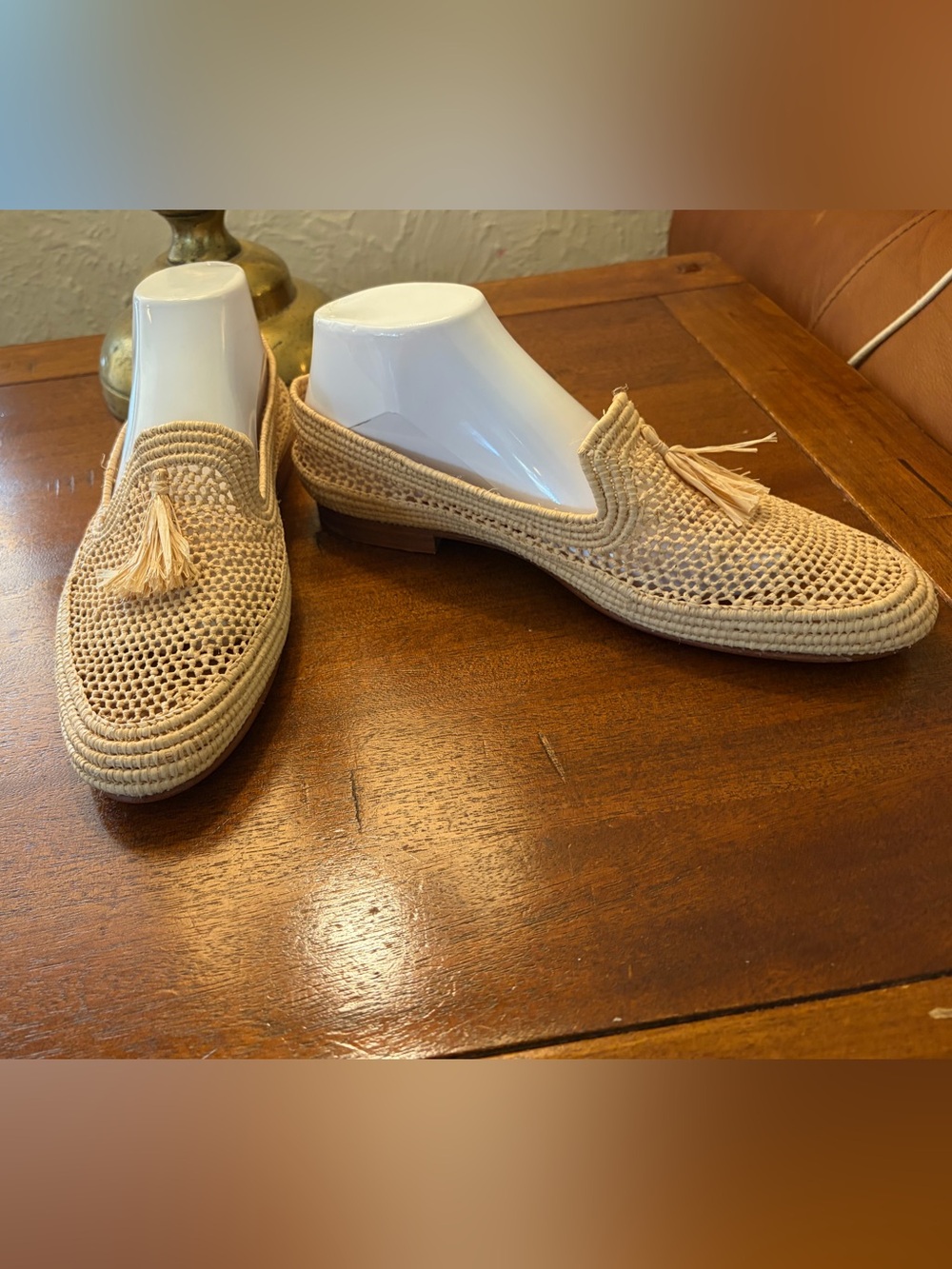 Carrie Forbes Woven Tassel Loafers in Natural Beige for Women